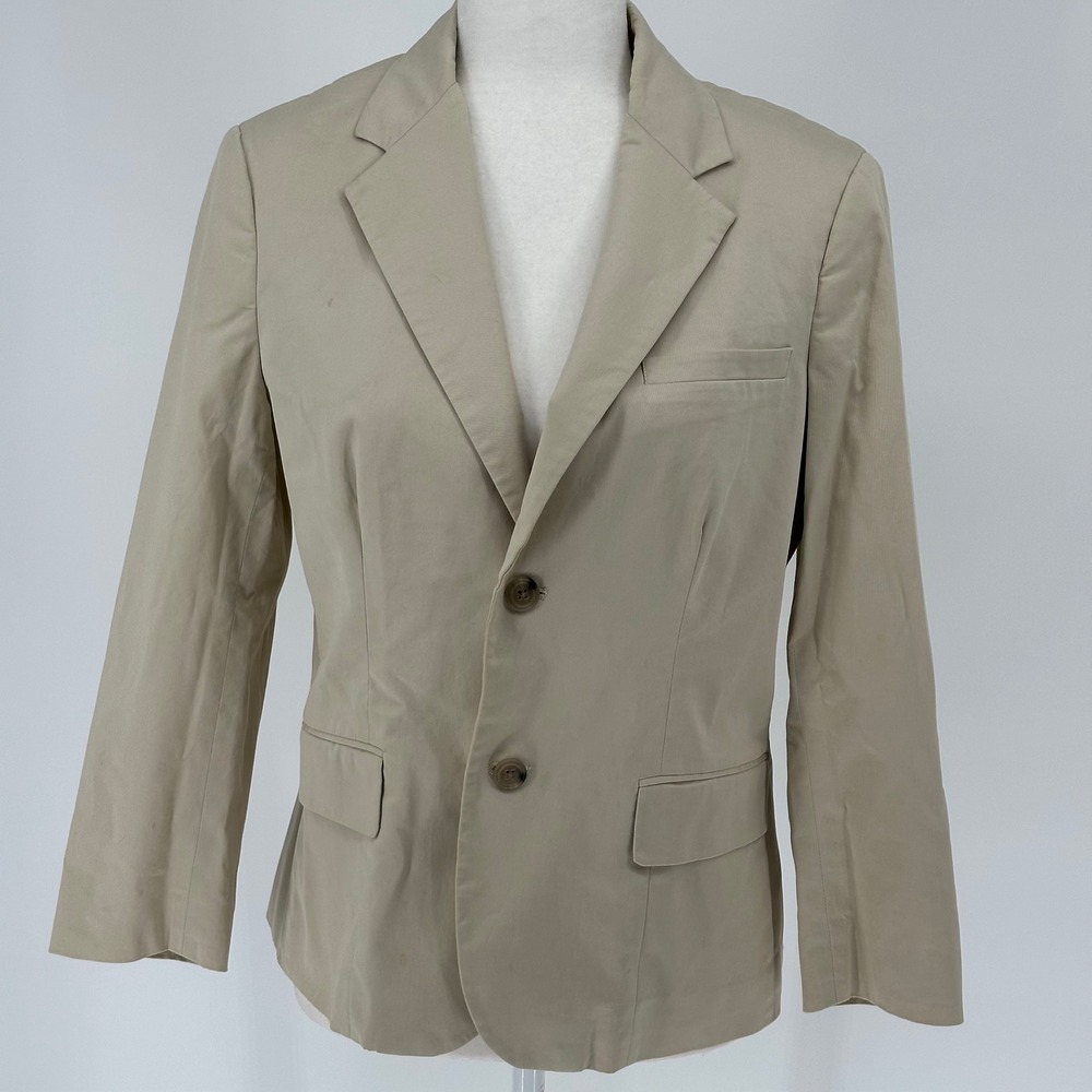 Ralph Lauren Rugby Tan Cotton Blend Blazer Jacket Women 10 READ‎